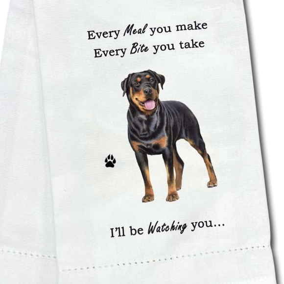 E&S Pets Rottweiler Kitchen Tea Towel I’ll Be Watching You - Picture 2 of 4